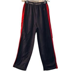 Calvin Klein Boys Fleece Pajama Pants Size M 10/12 Navy Red Logo Soft Sleepwear
